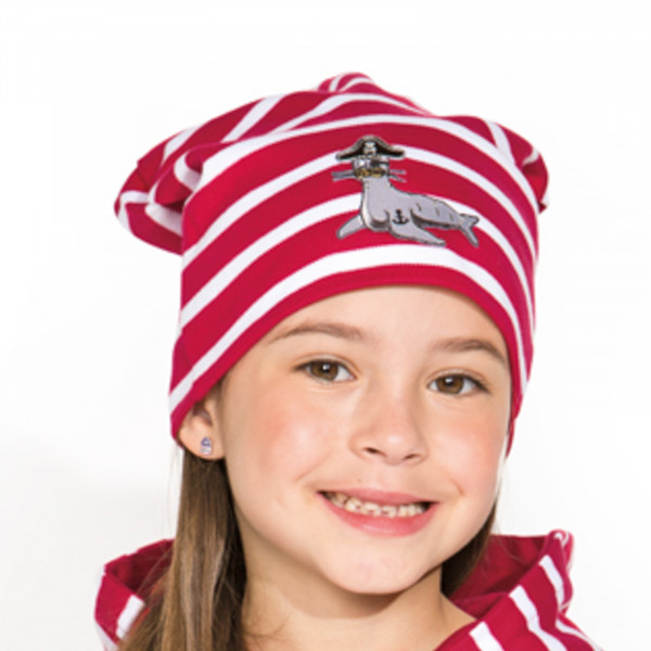 Maritimer Beanie mit Patch